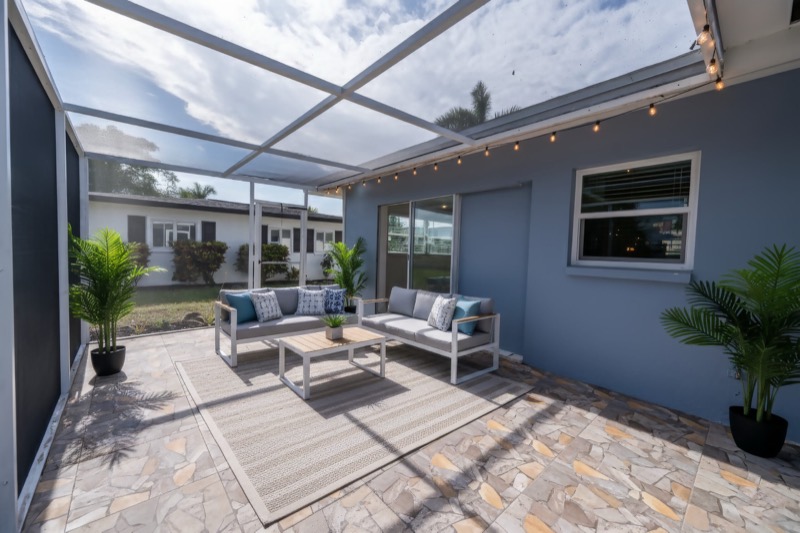 Backyard lanai in daylight