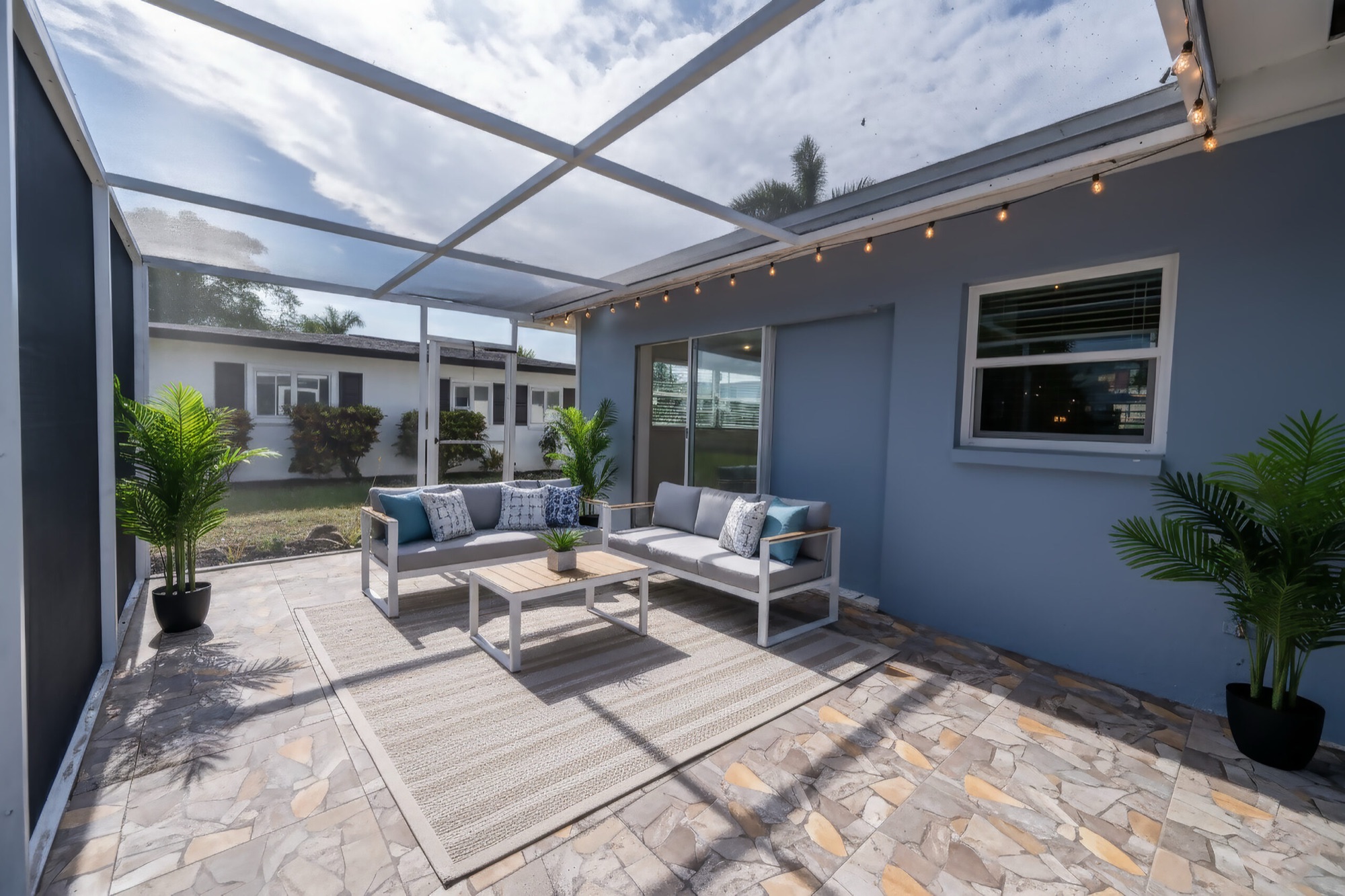 Backyard lanai in daylight